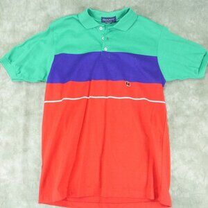 NWOT Gant Rugger Stripes Multicolor RETRO STYLE Polo‎ Pullover  NOS Size M   ANB
